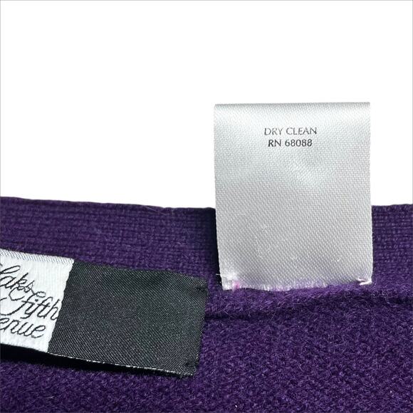 SAKS FIFTH AVENUE 100% Cashmere V-Neck Button-Up Grandpa Cardigan Purple Size M - Picture 8 of 8